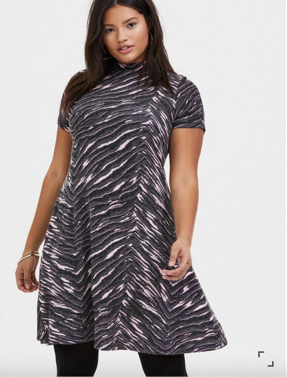 TORRID NWT Hacci Grey & Pink Zebra Patterned Trapeze Dress // 2X